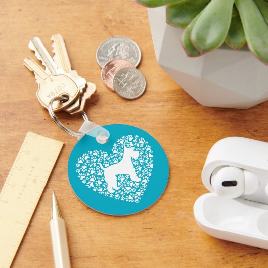 Porte-clés Schnauzer Silhouette Heart Paws Print - Dog Lover (Bureau)