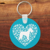 Porte-clés Schnauzer Silhouette Heart Paws Print - Dog Lover (Recto)