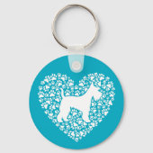 Porte-clés Schnauzer Silhouette Heart Paws Print - Dog Lover (Verso)