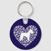 Porte-clés Schnauzer Silhouette Heart Paws Print - Dog Lover (Recto)