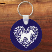 Porte-clés Schnauzer Silhouette Heart Paws Print - Dog Lover (Recto)