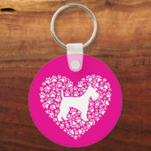 Porte-clés Schnauzer Silhouette Heart Paws Print - Dog Lover (Recto)