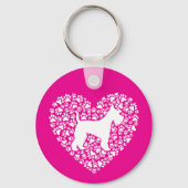 Porte-clés Schnauzer Silhouette Heart Paws Print - Dog Lover (Verso)