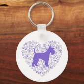Porte-clés Schnauzer Silhouette Heart Paws Print - Dog Lover (Recto)