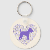 Porte-clés Schnauzer Silhouette Heart Paws Print - Dog Lover (Verso)