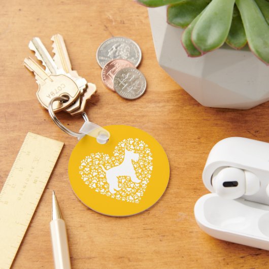 Porte-clés Schnauzer Silhouette Heart Paws Print - Dog Lover (Bureau)