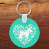 Porte-clés Schnauzer Silhouette Heart Paws Print - Dog Lover (Recto)