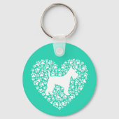 Porte-clés Schnauzer Silhouette Heart Paws Print - Dog Lover (Verso)
