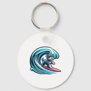 Porte-clés Schnoodle Surfant, Schnoodle de Surf sur les Vague