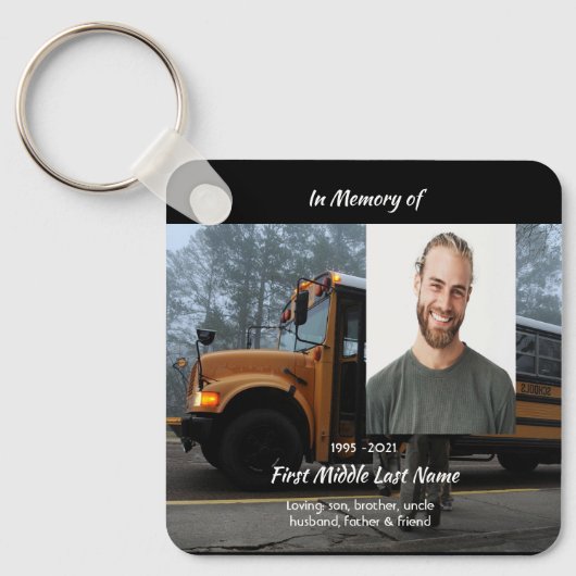 Porte-clés School Bus Driver Memorial Keepsake  (Recto)