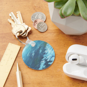 Porte-clés Science-fiction vintage, Terre la nuit avec des ét