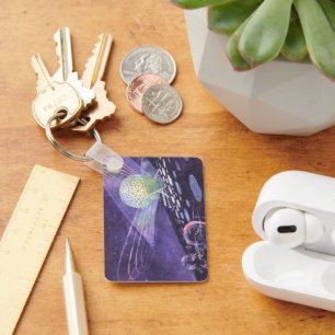 Porte-clés Science-fiction vintage, un globe lumineux avec de