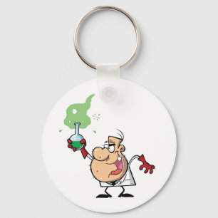 Porte-clés Scientifique Fou Drôle Tenant une Potion Verte