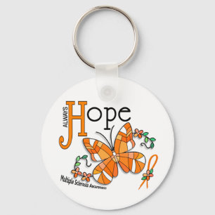 Porte-clés Sclérose en plaques de papillon en verre souillé