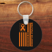 Porte-clés Sclérose Ms Awareness Patriotique Usa American Fla (Recto)