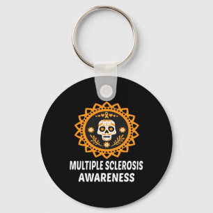 Porte-clés Sclérose Ms Orange Ribbon Skull
