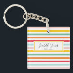 Porte-clés scolaire personnalisée avec bande arc-en-ciel colo<br><div class="desc">script de bande arc-en-ciel coloré personnalise avec le nom et la classe (ou un message différent)</div>