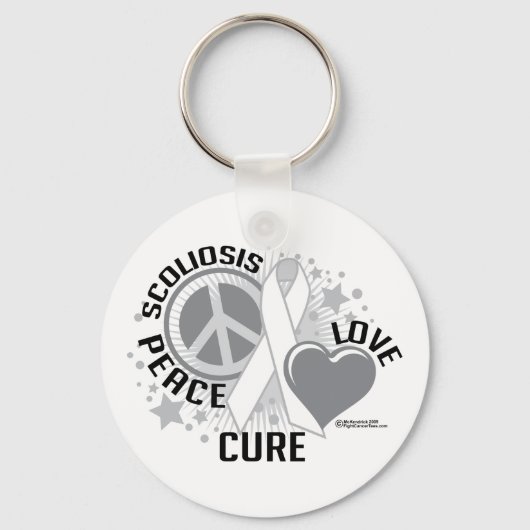 Porte-clés Scoliose Peace Love Cure (Recto)