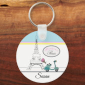 Porte-clés Scooter au-delà de la Tour Eiffel Paris France (Recto)
