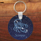 Porte-clés Scorpio Constellation & Zodiac Signe avec étoiles (Recto)