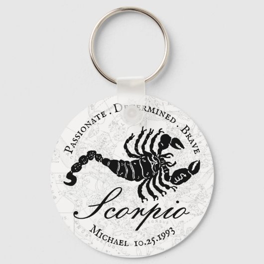 Porte-clés Scorpio signe Zodiaque Astrologie noir blanc perso (Recto)