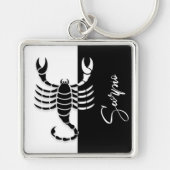 Porte-clés Scorpio Zodiac Sign, Black & White Keychain (Devant)