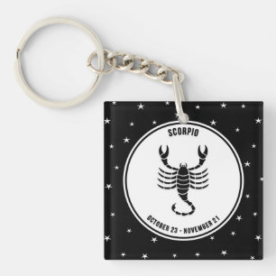 Porte-clés Scorpio Zodiac Sign, Porte - clé noir et blanc