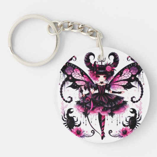 Porte-clés Scorpion rose Astrologie Scorpion SIGNE Zodiaque (Devant)