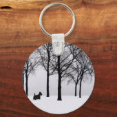 Porte-clés Scottie dans les bois enneigés (Recto)