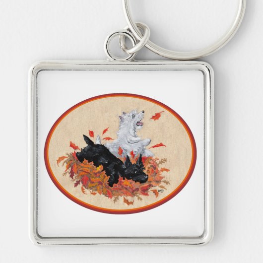 Porte-clés Scottie & Westie Feuilles mortes (Devant)