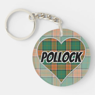 Porte-clés Scottish Flash Clan Pollock Tartan Heart