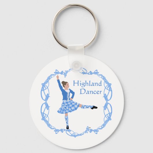 Porte-clés Scottish Highland Dancer Celtic Knotwork bleu (Recto)