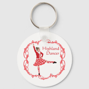 Porte-clés Scottish Highland Dancer Celtic Knotwork Rouge