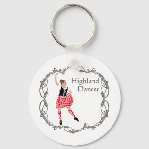 Porte-clés Scottish Highland Dancer Celtic Knotwork Rouge