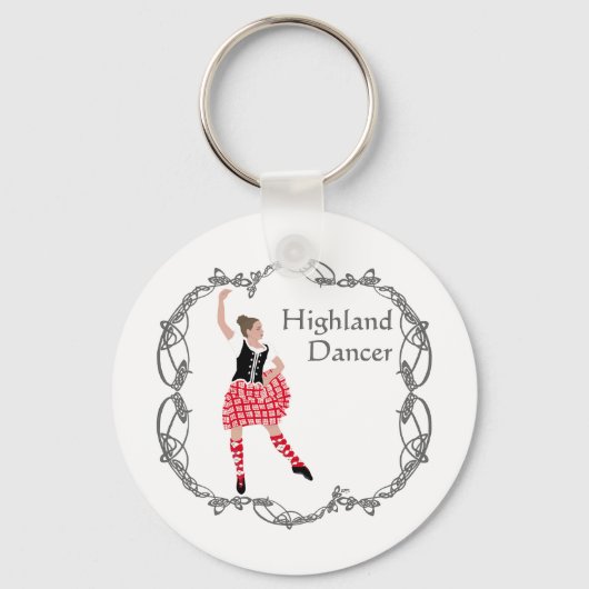 Porte-clés Scottish Highland Dancer Celtic Knotwork Rouge (Recto)