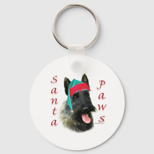 Porte-clés Scottish Terrier (brindle) Père Noël Paws (Recto)