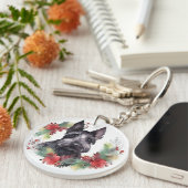 Porte-clés Scottish Terrier Christmas Wreath Festive Pup (Devant droit)