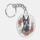 Porte-clés Scottish Terrier Christmas Wreath Festive Pup (Devant gauche)