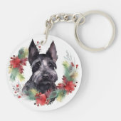 Porte-clés Scottish Terrier Christmas Wreath Festive Pup (Dos)