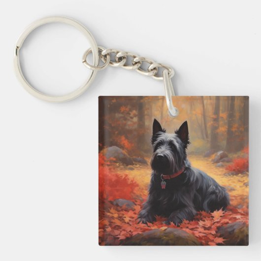 Porte-clés Scottish Terrier en automne Leaves Fall Inspire (Devant)