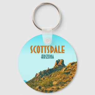 Porte-clés Scottsdale Arizona Cactus et Mountain Vintage