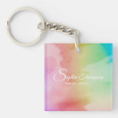 Porte-clés Script d'aquarelle moderne Rainbow Pastel - Porte (Devant)