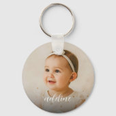 Porte-clés Script de nom photo de bébé personnalisé (Recto)
