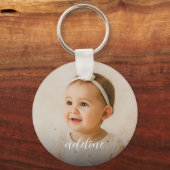 Porte-clés Script de nom photo de bébé personnalisé (Recto)