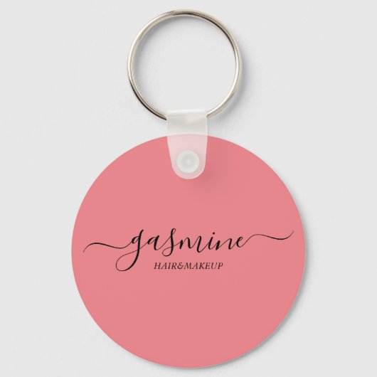 Porte-clés Script Décontracté moderne chic noir et rose (Recto)