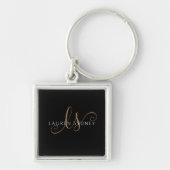 Porte-clés Script féminin Black Gold moderne Monogramme (Devant)