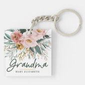 Porte-clés Script floral d'aquarelle moderne élégante grand-m (Dos)