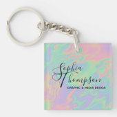 Porte-clés Script holographique moderne Rainbow Pastel Porte (Devant)