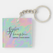 Porte-clés Script holographique moderne Rainbow Pastel Porte (Dos)
