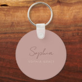 Porte-clés Script moderne Dusty rose manuscrit fille (Recto)